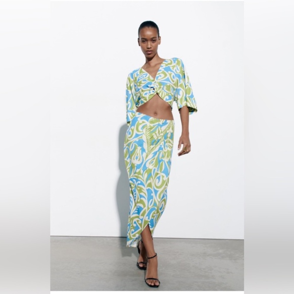 Zara Blue and Yellow Skirt Set